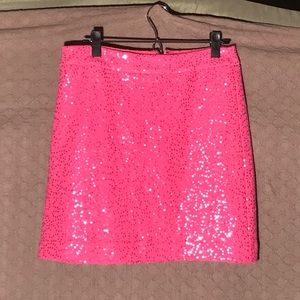 LOFT pink sequin skirt